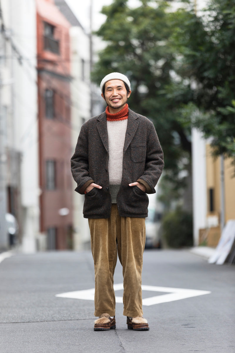 Coconut Palm Frond Weaving ペーパーバッグ　中古本 Tube Basket frill × Fake Leather E.GREEN