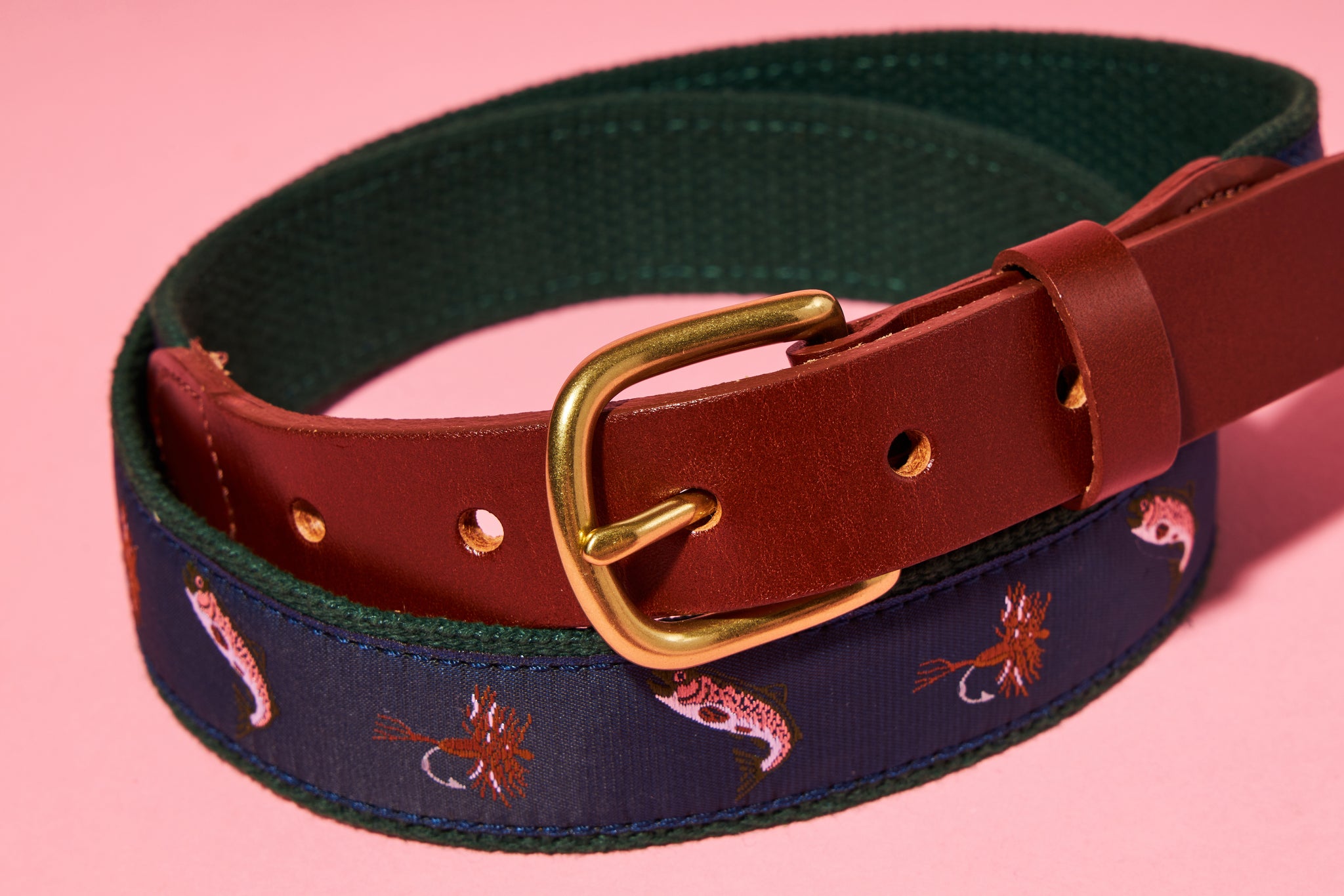 Leather Man × 2nd】ウェビングリボンベルト「Trout&Fly Leather Man × 2nd】ウェビングリボンベルト「Trout&Fly