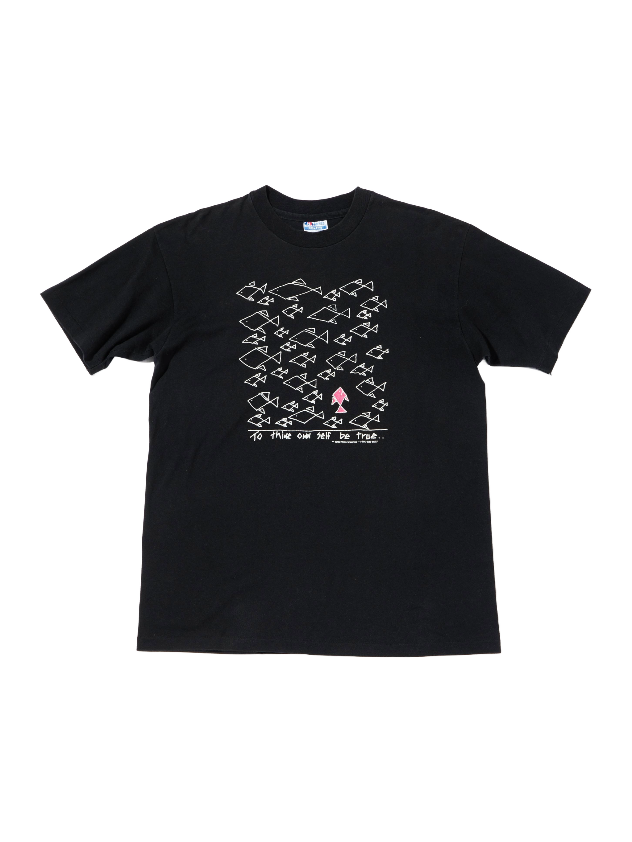 90s Hanes ヘインズ メッセージtシャツ ブラック L エロ Hanes - 90s Hanes ブラックロゴTシャツ USA製 ヘインズ 企業