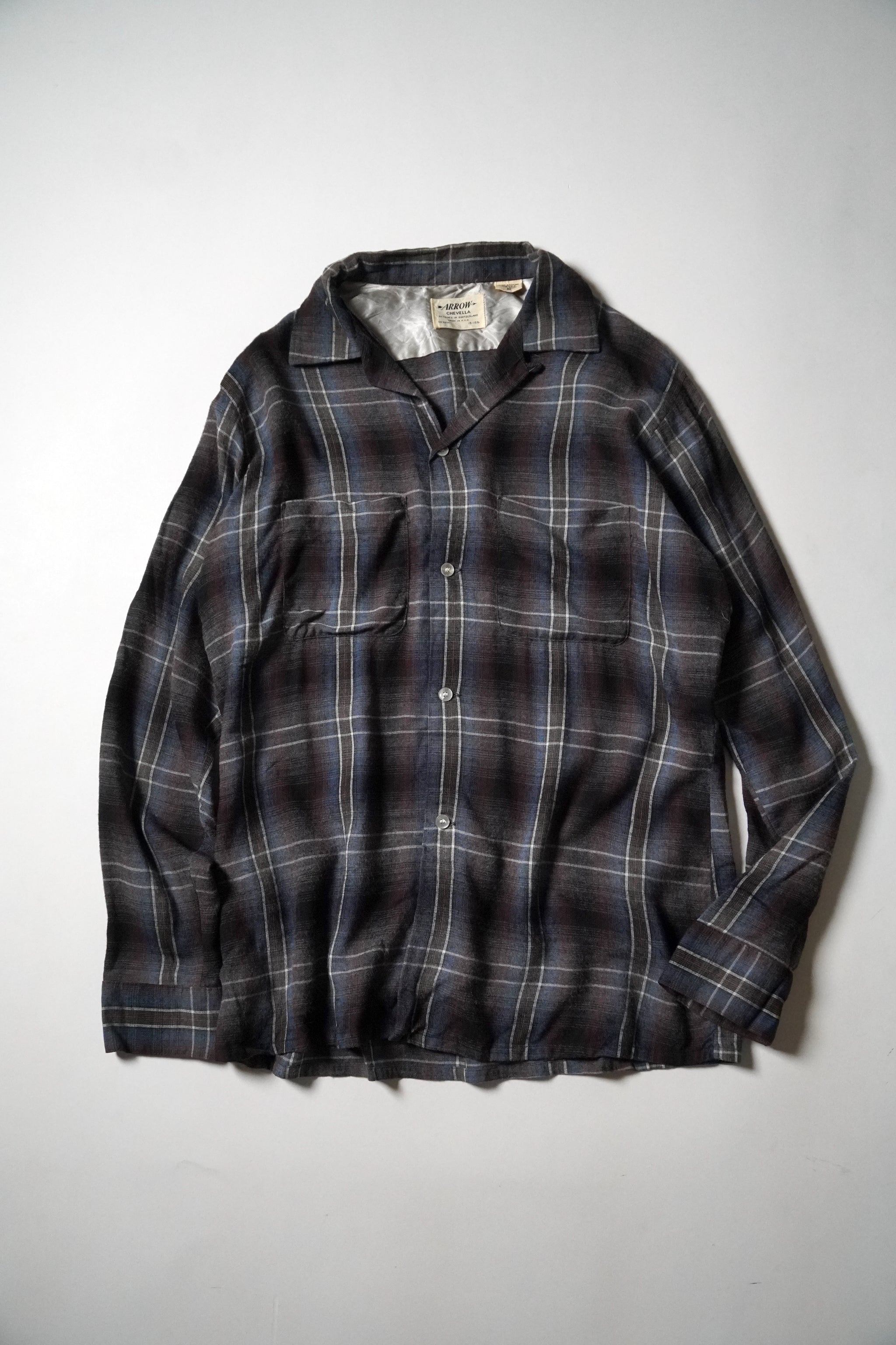 60s ARROW オンブレチェックシャツ　黒青白 ARROW 60's オンブレチャックシャツ – CLUB 2nd